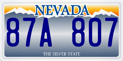 NV license plate 87A807