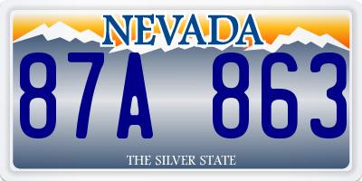NV license plate 87A863