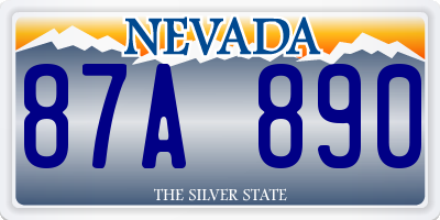 NV license plate 87A890