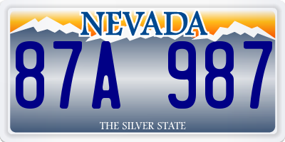 NV license plate 87A987