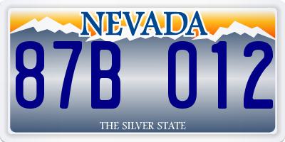 NV license plate 87B012