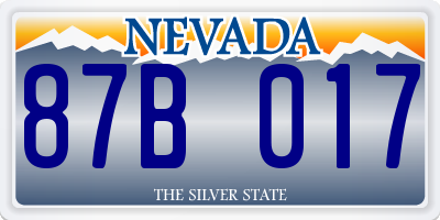 NV license plate 87B017
