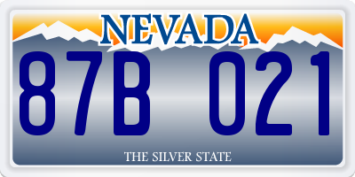 NV license plate 87B021