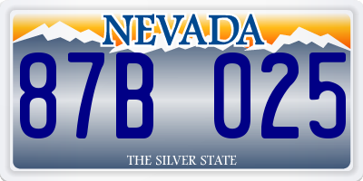 NV license plate 87B025