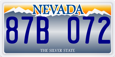 NV license plate 87B072