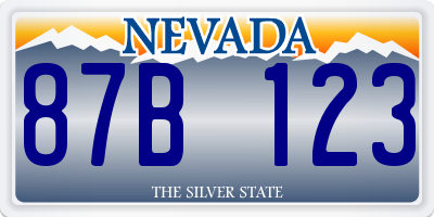 NV license plate 87B123