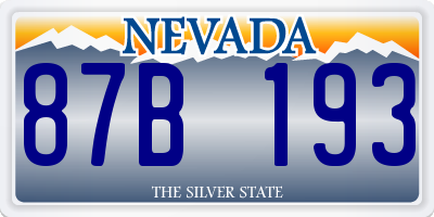 NV license plate 87B193