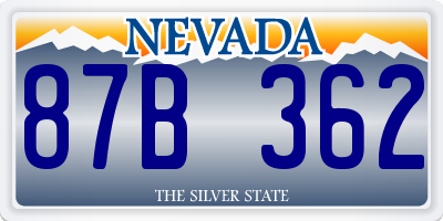 NV license plate 87B362