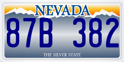 NV license plate 87B382