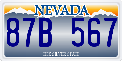NV license plate 87B567