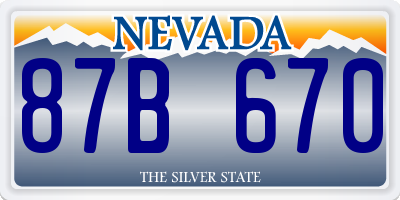 NV license plate 87B670