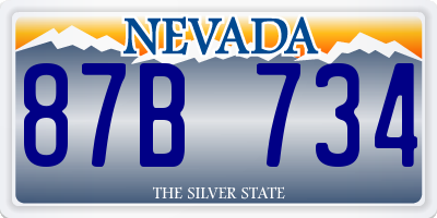 NV license plate 87B734