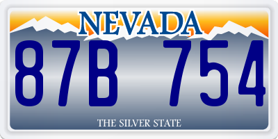 NV license plate 87B754