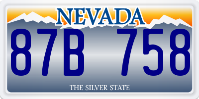 NV license plate 87B758
