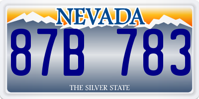 NV license plate 87B783