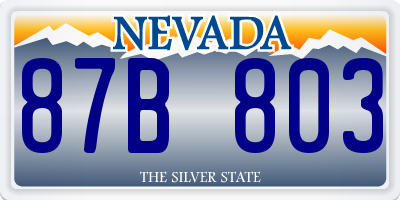 NV license plate 87B803