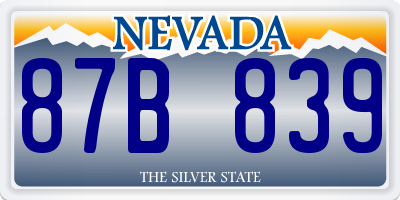 NV license plate 87B839