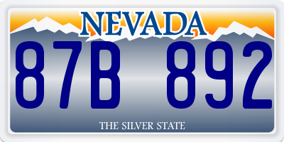 NV license plate 87B892