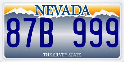 NV license plate 87B999