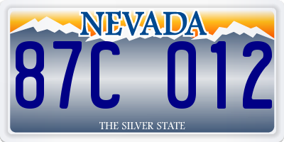 NV license plate 87C012