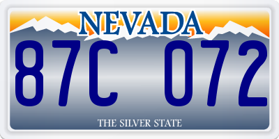 NV license plate 87C072