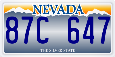 NV license plate 87C647