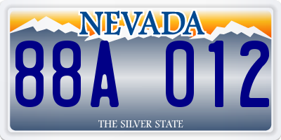 NV license plate 88A012