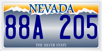 NV license plate 88A205