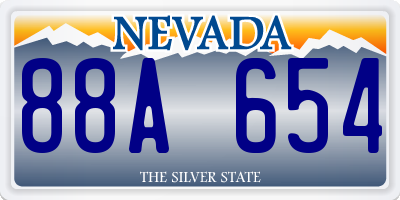 NV license plate 88A654