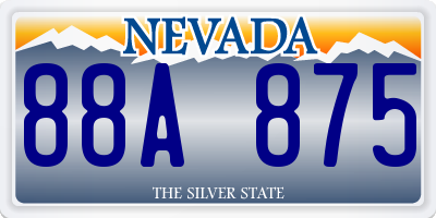 NV license plate 88A875