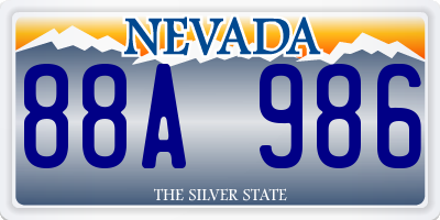 NV license plate 88A986