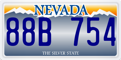 NV license plate 88B754