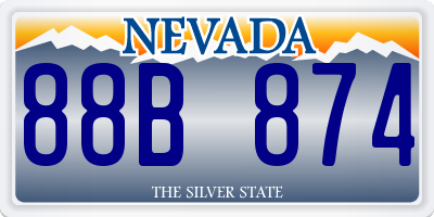 NV license plate 88B874