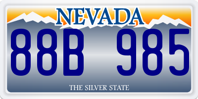 NV license plate 88B985