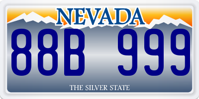 NV license plate 88B999