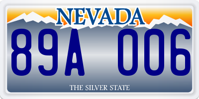 NV license plate 89A006