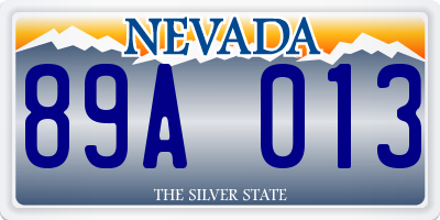 NV license plate 89A013