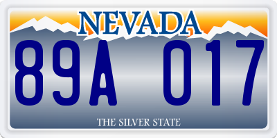 NV license plate 89A017