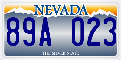 NV license plate 89A023