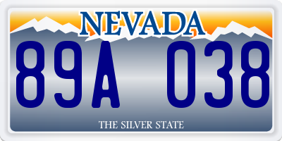 NV license plate 89A038