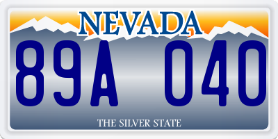 NV license plate 89A040