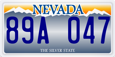 NV license plate 89A047