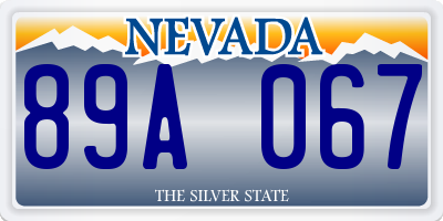 NV license plate 89A067