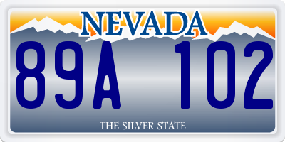 NV license plate 89A102