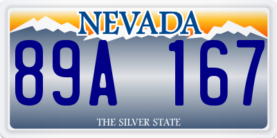 NV license plate 89A167