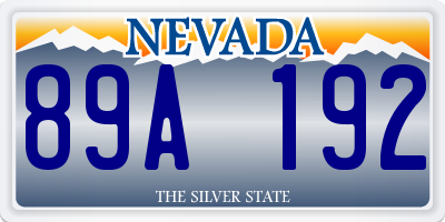 NV license plate 89A192