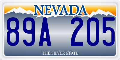 NV license plate 89A205