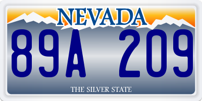 NV license plate 89A209