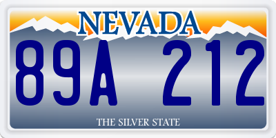 NV license plate 89A212