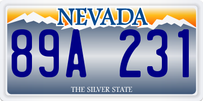 NV license plate 89A231